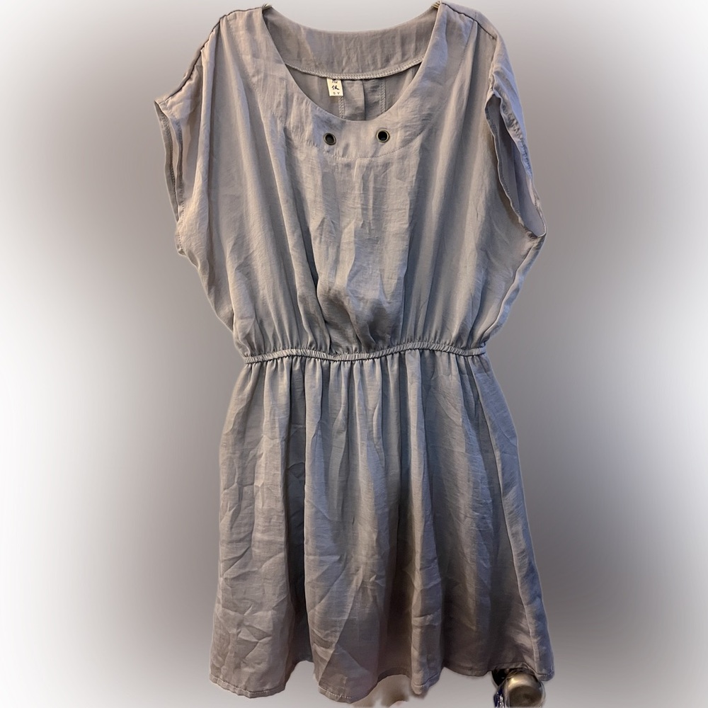 Blouson Mini Dress, Siyi Fashion - SY Dress Silver Sleeveless Small, Chic, Light